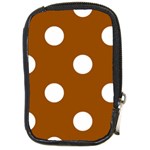 Polka Dots - White on Brown Compact Camera Leather Case