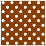 Polka Dots - White on Brown Canvas 12  x 12 