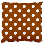Polka Dots - White on Brown Large Cushion Case (Two Sides)