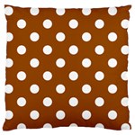 Polka Dots - White on Brown Large Flano Cushion Case (Two Sides)