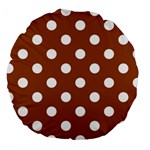 Polka Dots - White on Brown Large 18  Premium Round Cushion