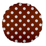 Polka Dots - White on Brown Large 18  Premium Flano Round Cushion