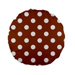 Polka Dots - White on Brown Standard 15  Premium Round Cushion