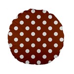Polka Dots - White on Brown Standard 15  Premium Flano Round Cushion