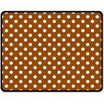 Polka Dots - White on Brown Double Sided Fleece Blanket (Medium) (Two Sides)
