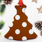 Polka Dots - White on Brown Ornament (Christmas Tree)
