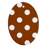 Polka Dots - White on Brown Oval Ornament (Two Sides)