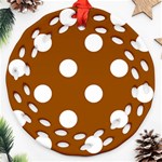 Polka Dots - White on Brown Round Filigree Ornament (Two Sides)