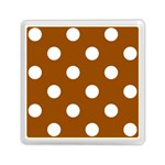 Polka Dots - White on Brown Memory Card Reader with Storage (Square)