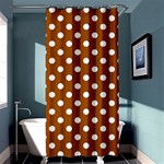 Polka Dots - White on Brown Shower Curtain 36  x 72  (Stall)