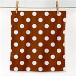 Polka Dots - White on Brown Face Towel