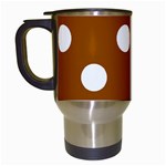 Polka Dots - White on Brown Travel Mug (White)