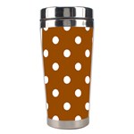 Polka Dots - White on Brown Stainless Steel Travel Tumbler
