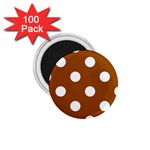 Polka Dots - White on Brown 1.75  Magnet (100 pack)