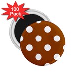 Polka Dots - White on Brown 2.25  Magnet (100 pack)