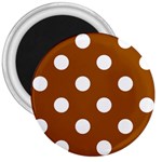 Polka Dots - White on Brown 3  Magnet