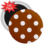 Polka Dots - White on Brown 3  Magnet (100 pack)