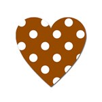 Polka Dots - White on Brown Magnet (Heart)