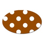 Polka Dots - White on Brown Magnet (Oval)