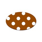 Polka Dots - White on Brown Sticker Oval (100 pack)