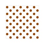 Polka Dots - Brown on White Small Satin Scarf  (Square)