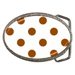 Polka Dots - Brown on White Belt Buckle