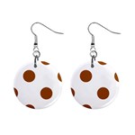 Polka Dots - Brown on White 1  Button Earrings