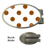 Polka Dots - Brown on White Money Clip (Oval)