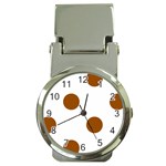Polka Dots - Brown on White Money Clip Watch