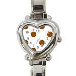 Polka Dots - Brown on White Heart Italian Charm Watch