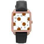 Polka Dots - Brown on White Rose Gold Leather Watch