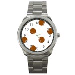 Polka Dots - Brown on White Sport Metal Watch