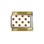 Polka Dots - Brown on White Gold Trim Italian Charm (9mm)
