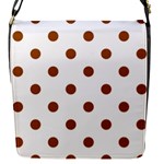 Polka Dots - Brown on White Flap Closure Messenger Bag (S)