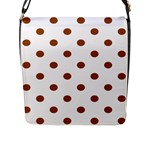 Polka Dots - Brown on White Flap Closure Messenger Bag (L)
