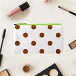Polka Dots - Brown on White Canvas Cosmetic Bag (XS)