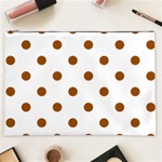 Polka Dots - Brown on White Cosmetic Bag (XXL)
