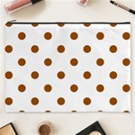 Polka Dots - Brown on White Cosmetic Bag (XXXL)