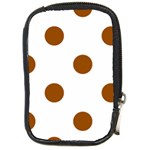 Polka Dots - Brown on White Compact Camera Leather Case