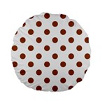 Polka Dots - Brown on White Standard 15  Premium Flano Round Cushion