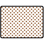 Polka Dots - Brown on White Double Sided Fleece Blanket (Large) (Two Sides)