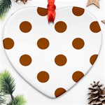 Polka Dots - Brown on White Ornament (Heart)