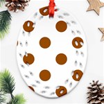 Polka Dots - Brown on White Ornament (Bell) Ornament (Oval Filigree)