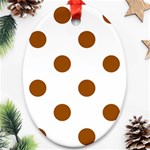 Polka Dots - Brown on White Oval Ornament (Two Sides)