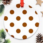 Polka Dots - Brown on White Ornament (Round)