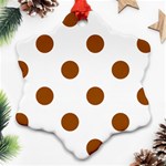 Polka Dots - Brown on White Ornament (Snowflake)