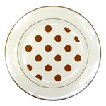 Polka Dots - Brown on White Porcelain Plate
