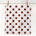 Polka Dots - Brown on White Face Towel