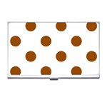 Polka Dots - Brown on White Business Card Holder