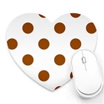 Polka Dots - Brown on White Heart Mousepad